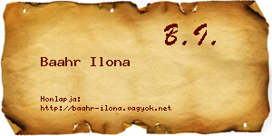 Baahr Ilona névjegykártya